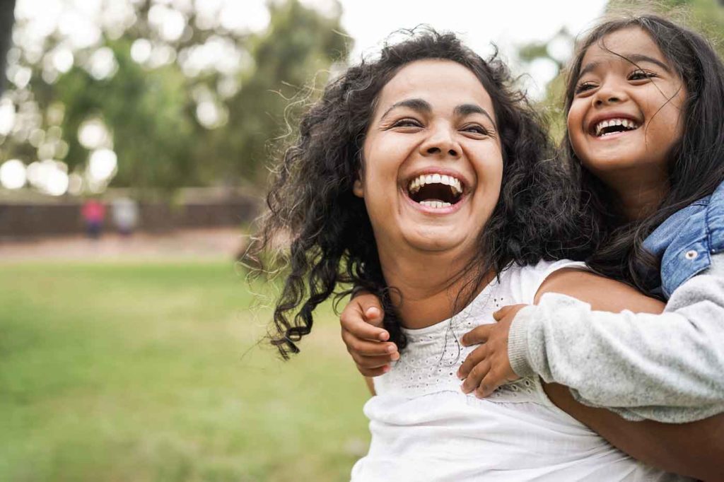 happy mother and daughter