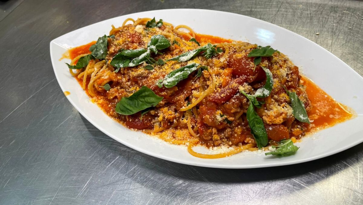 Spaghetti Bolognese on table